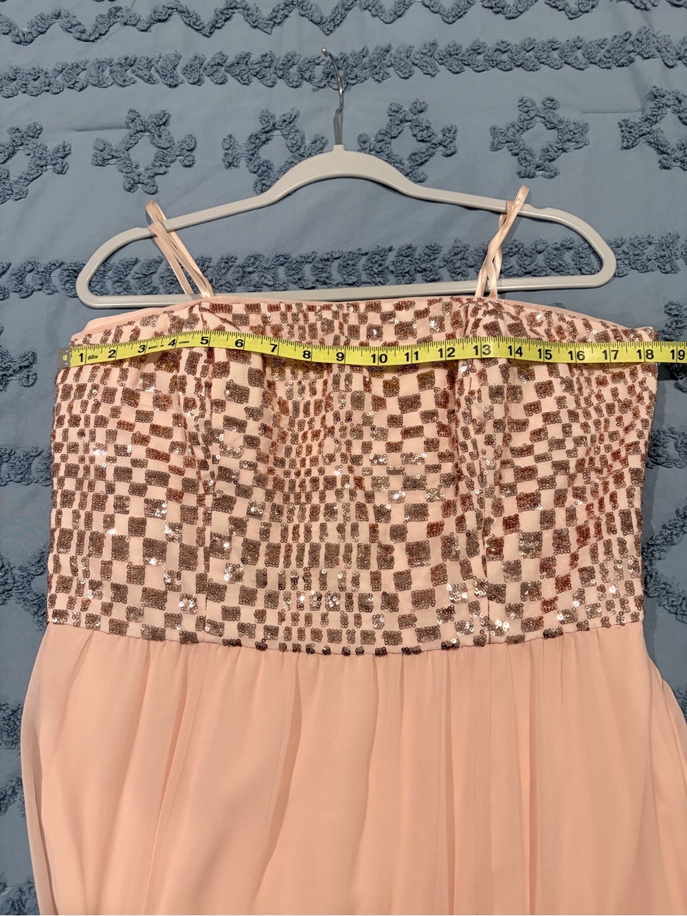 Lauren Ralph Lauren Evening Blush Pink Sequin Chiffon Gown Size 14 - Picture 8 of 11